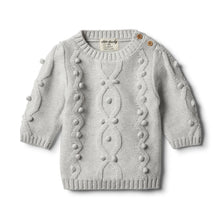 Load image into Gallery viewer,  Wilson &amp; Frenchy Cloud Grey Knitted Jumper with Baubles 
