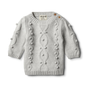  Wilson & Frenchy Cloud Grey Knitted Jumper with Baubles 