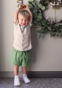 Christmas Khaki Green Curved Shorts