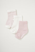 Load image into Gallery viewer, Baby Socks | Chalk Rose Stripe (3 Pack)

