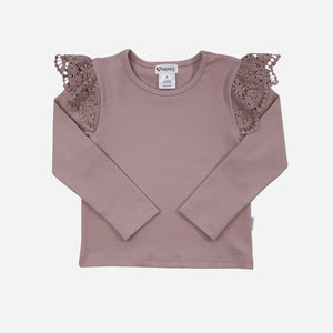 Lace Sleeve Top - Rust