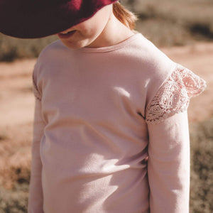 Lace Sleeve Top - Dusty Pink