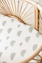 Load image into Gallery viewer, organic change pad/bassinet sheet - rainbow ivory + sage
