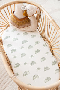 organic change pad/bassinet sheet - rainbow ivory + sage