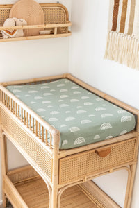 organic change pad/bassinet sheet - rainbow sage
