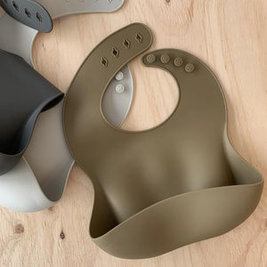rommer co Silicone baby bib Olive